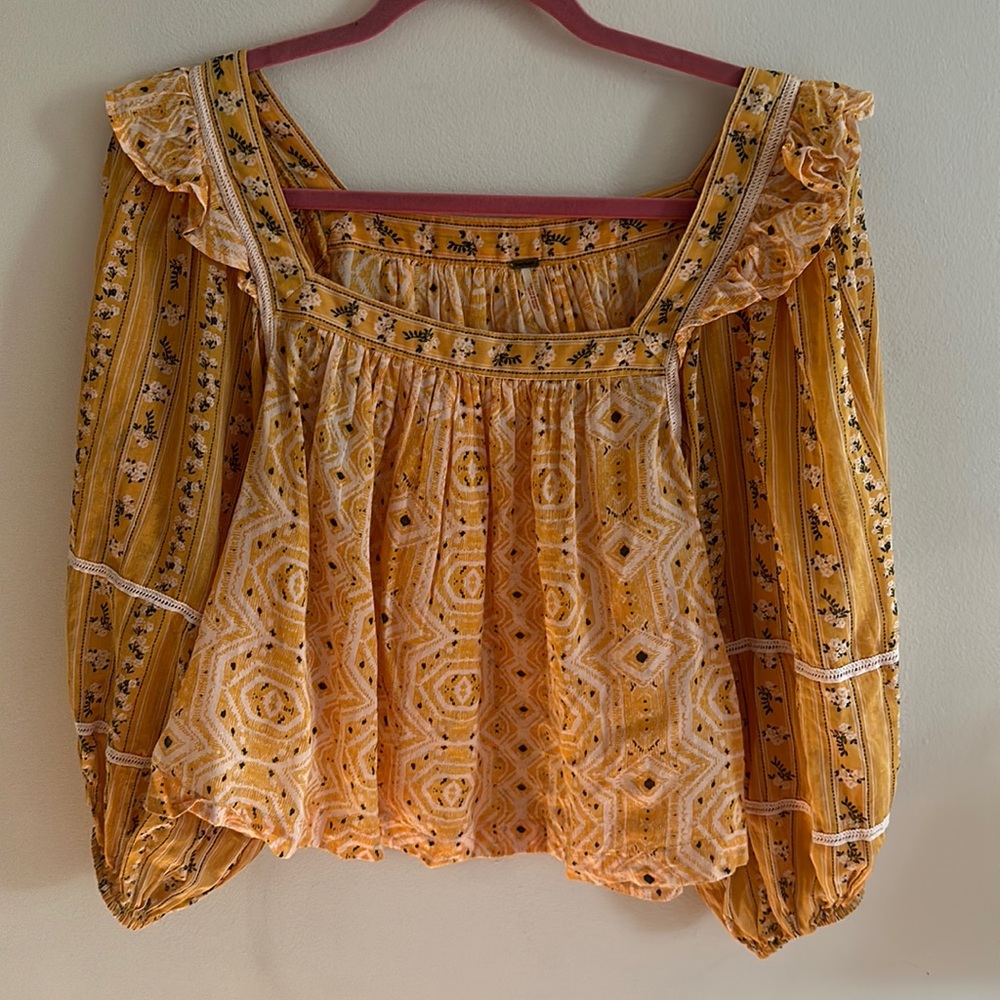 Free People Square Neckline Blouse Size Small